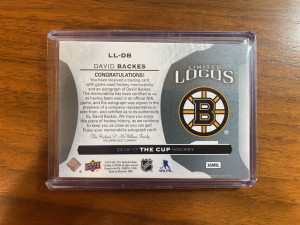 DAVID BACKES - 2016 The Cup Limited Logos Auto Patch #LL-DB, /50 back